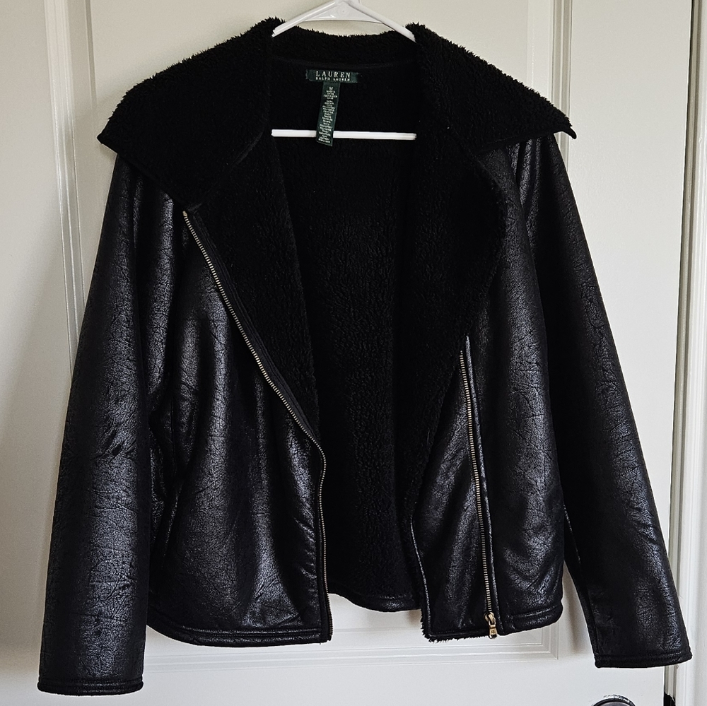 Lauren Ralph Lauren Black Sherpa Jacket Women's Size Medium